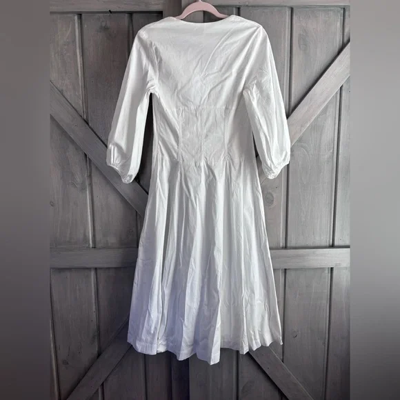 STAUD White Swell Dress Midi bustier corset Dress flowy cotton blend M - Picture 11 of 13